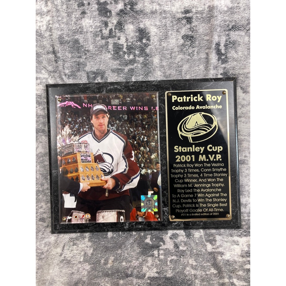 Patrick Roy Colorado Avalanche Stanley Cup 2001 MVP Plaque Ltd. Edition 21 NHL